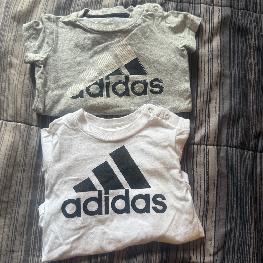 Adidas Baby Gray and White Onesies